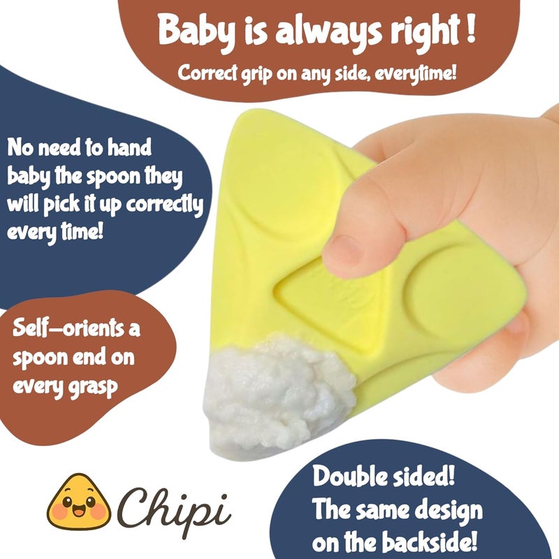 Chipi Baby Spoon – Smarter Baby Steps, First Stage Training, Self-Feeding Utensil, Easy Grip, Choke-Free, Soft Silicone, Pre-Spoon for Puree Toddler Baby Led Weaning (BLW), Essential 6 month - Image 3